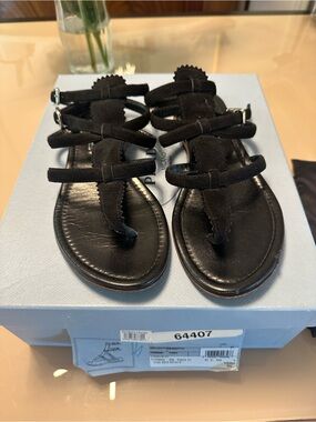 Prada gladiator black suede sandal size 37